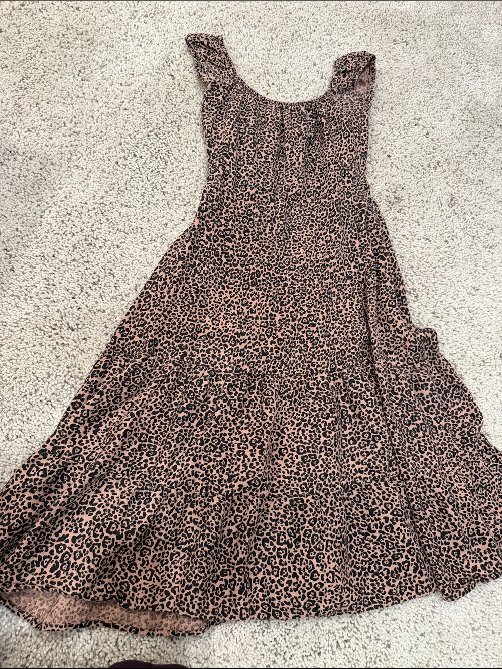 Reformation Sleeveless Pink Leopard Print Tiered Maxi Dress